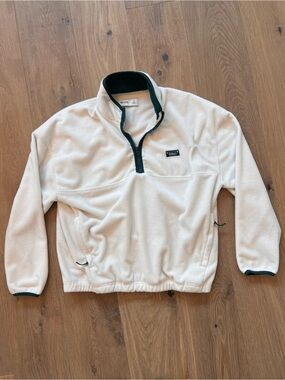 Hollister Sherpa Fleece Pullover Quarter Zip Cream Green Men’s Medium Cozy